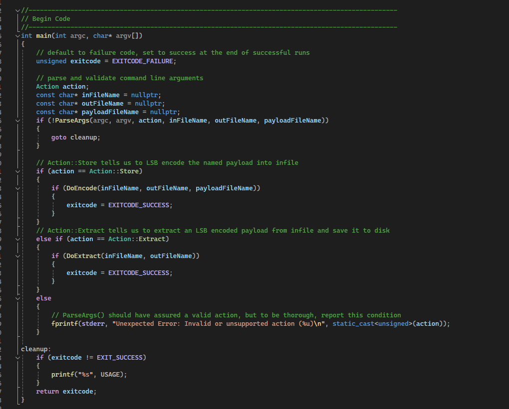 C++ Main Function Code Screenshot